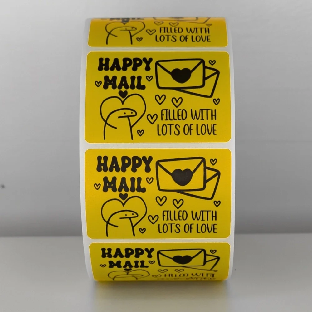 Happy Mail Stickers Filled With Love | Mint Cute Packaging Labels Heart
